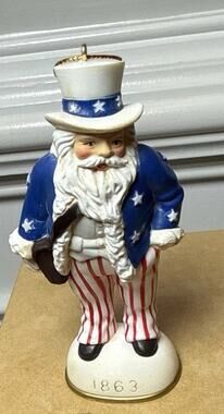 Vintage 1995 STAC Uncle Sam 1863 Patriotic Christmas Ornament 5” Hanging